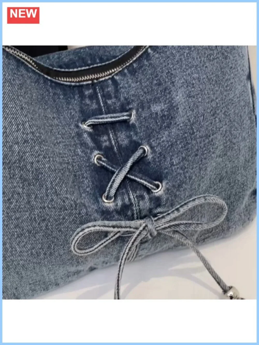Denim Hobo Bag Crossbody Purse with Zipper Y2k Jean Handbag